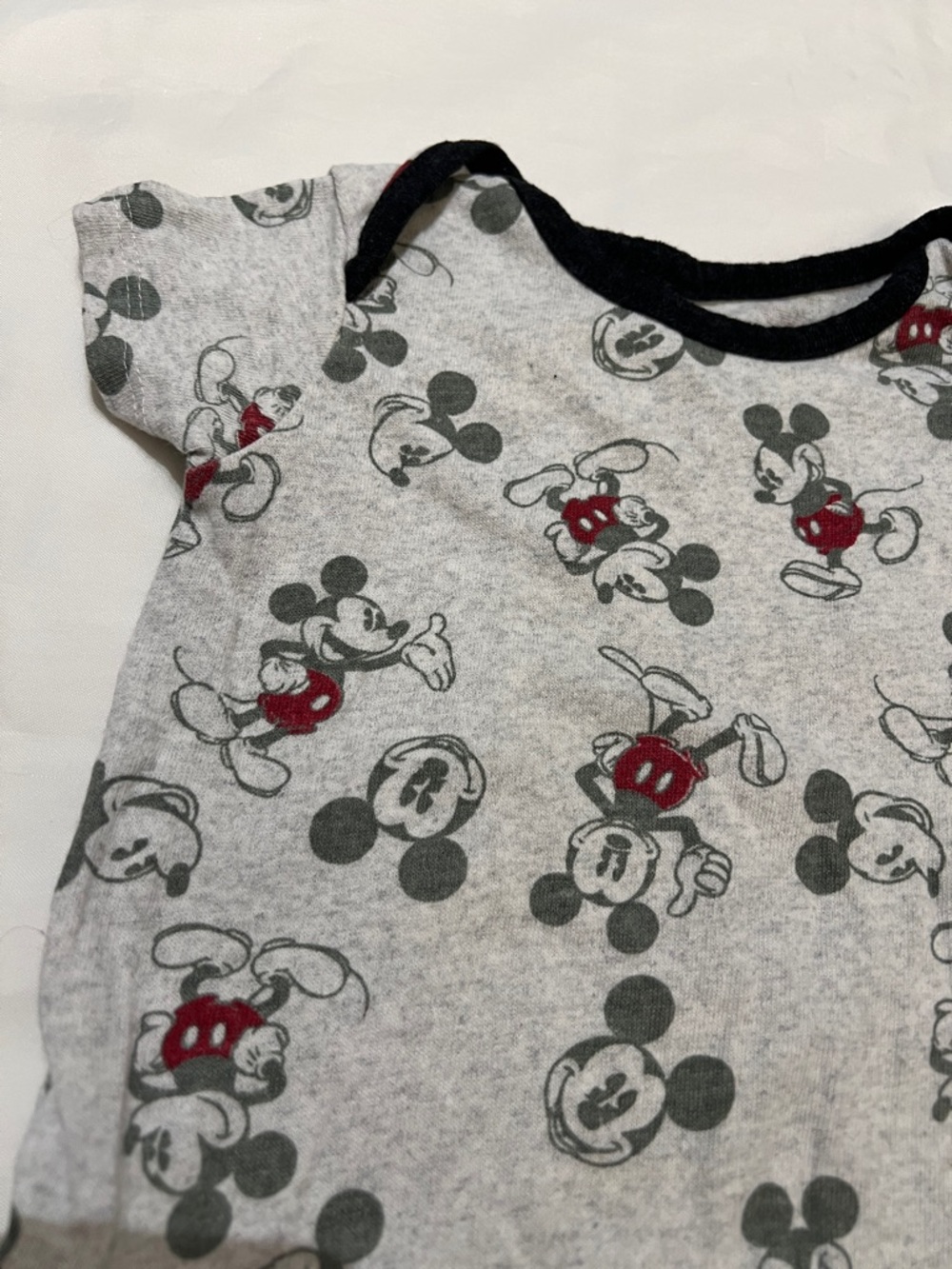 “Bundle 10/$13” Disney 6-9mGrey, Black & Red Mickey Mouse Short-Sleeve One-Piece - Picture 3 of 6